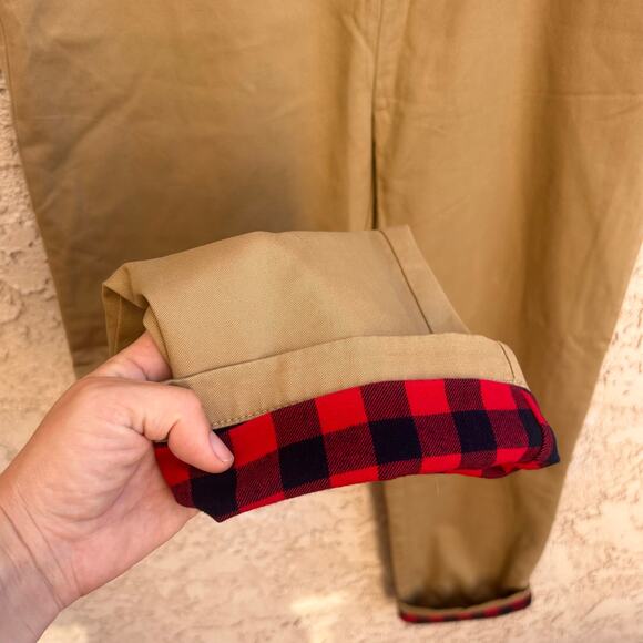Ll Bean Plaid Flannel Lined Chinos Size 20H - Picture 4 of 5